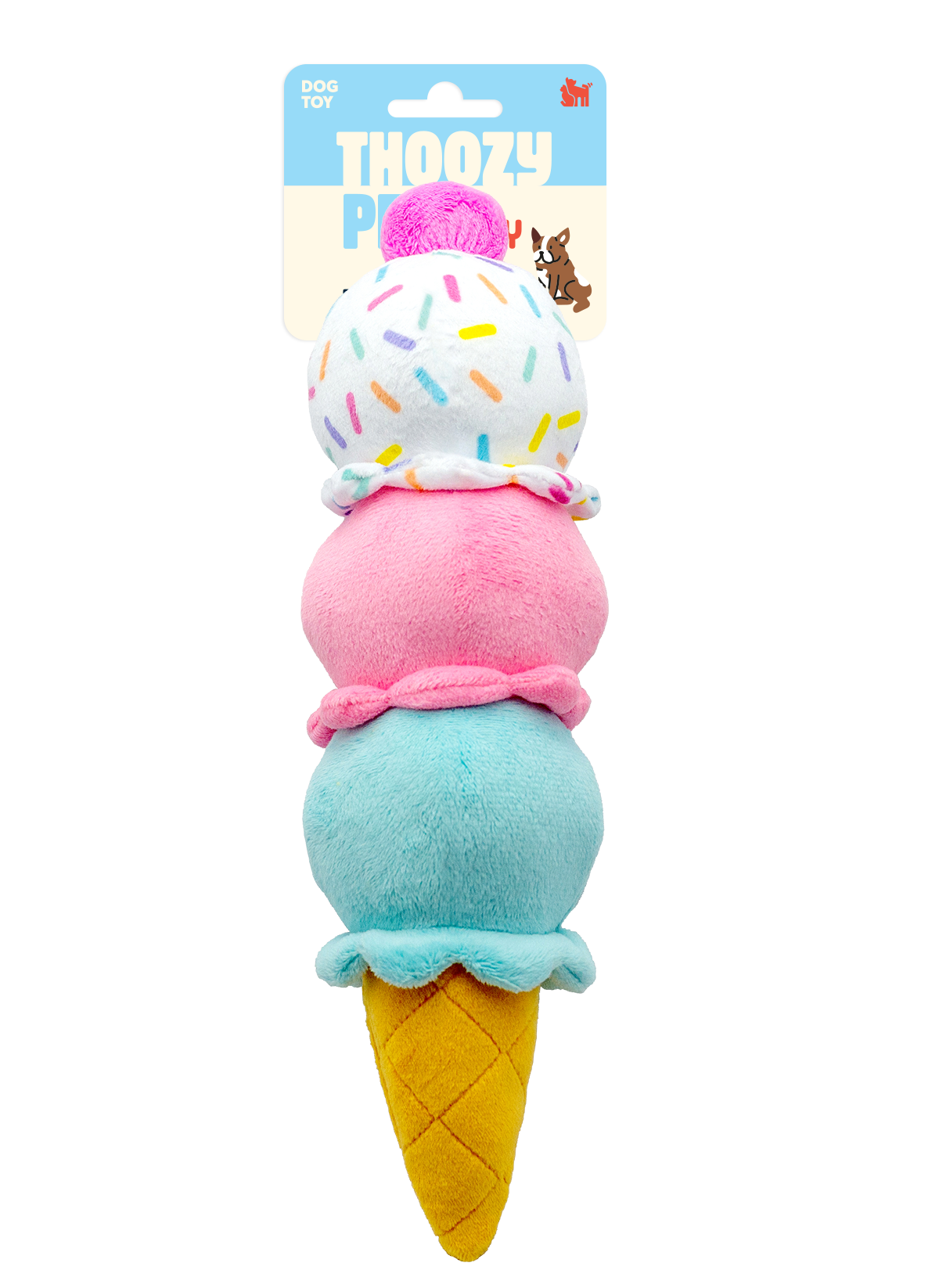 Dog Toy - 3-Scoop Ice Cream Cone Plush 12"