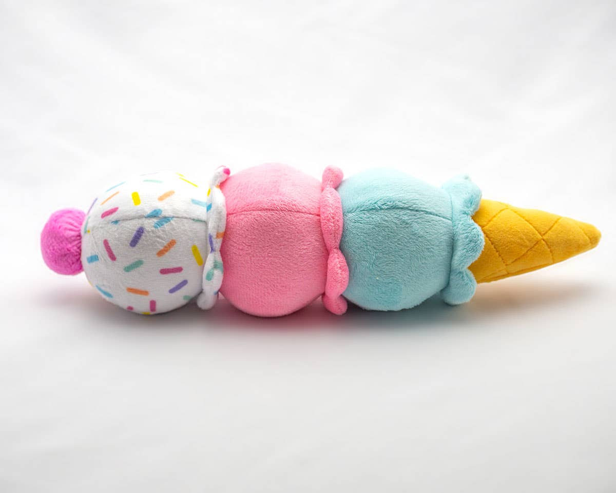 Dog Toy - 3-Scoop Ice Cream Cone Plush 12"