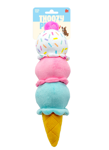 Dog Toy - 3-Scoop Ice Cream Cone Plush 12"