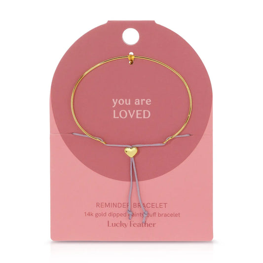 Brave Bracelet - You Are Loved Heart Charm Bracelet - Gold