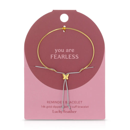 Brave Bracelet - You Are Fearless Reminder Bracelet - Butterfly Charm (Gold)